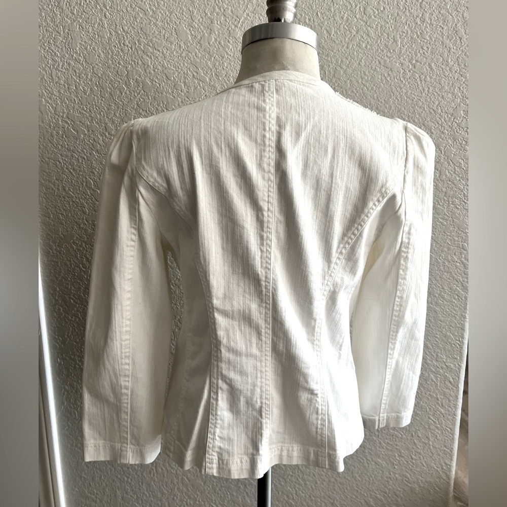 Chaps off White denim Jacket Cardigan w lace detailing women’s size large - Picture 3 of 4